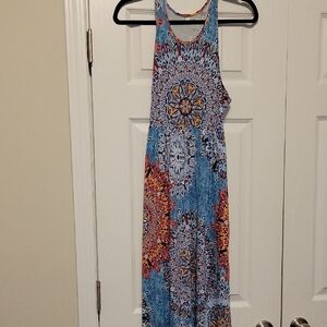 Sleeveless Blue Mandala Maxi Dress